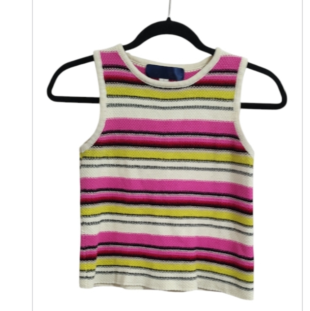 Blue Rain Pink and Yellow Striped Tank Top